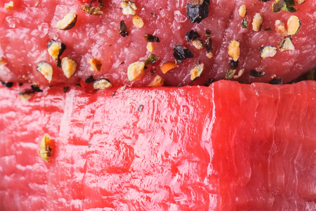 Seasoned red tuna, close up