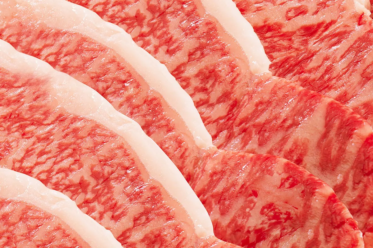 Marbled wagyu, sliced thin